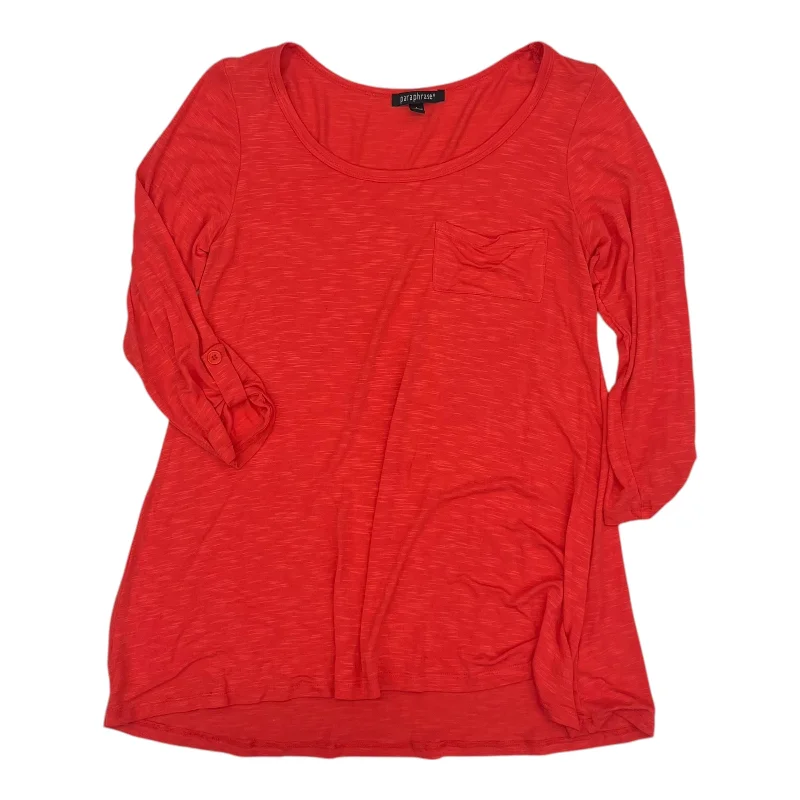 Bargain Prices Top 3/4 Sleeve By Paraphrase In Coral, Size:L