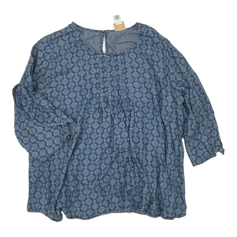 Instant Discount Top 3/4 Sleeve By Ruby Rd In Blue Denim, Size:1X