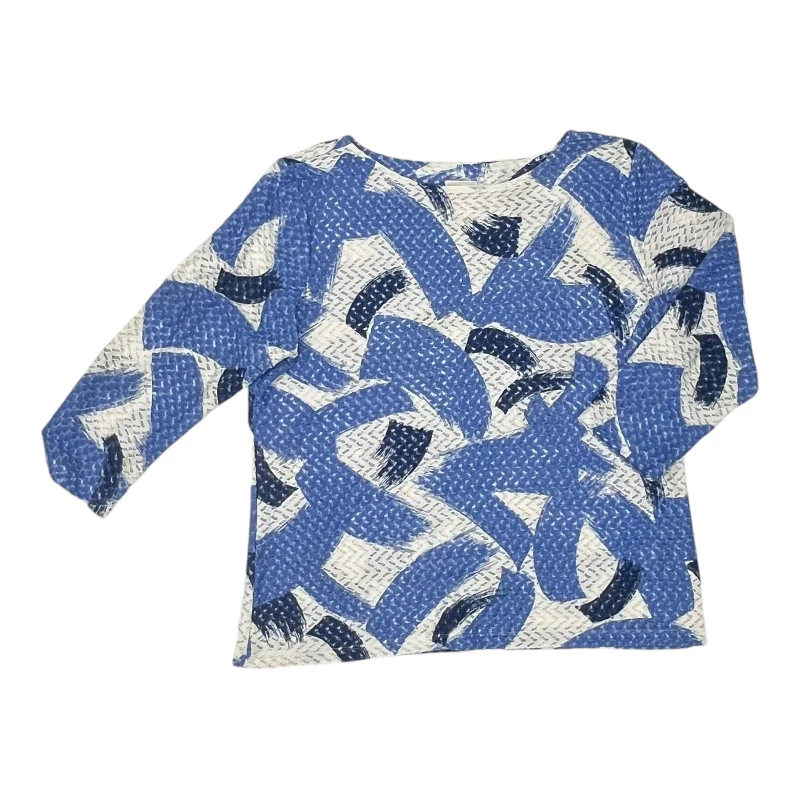 Unmissable Offer TOP 3/4 SLEEVE by RUBY RD In BLUE & WHITE, Size: L