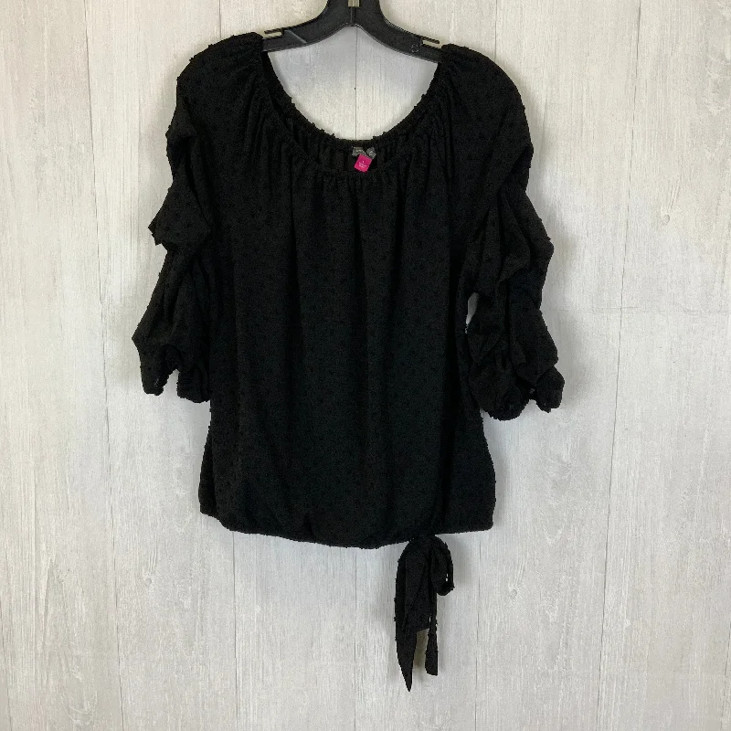 Final Clearance Top 3/4 Sleeve By Vince Camuto In Black, Size: L