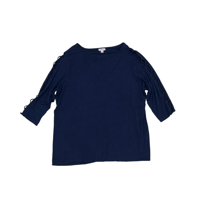 Clearance Items Top 3/4 Sleeve By Westport In Navy, Size:2X