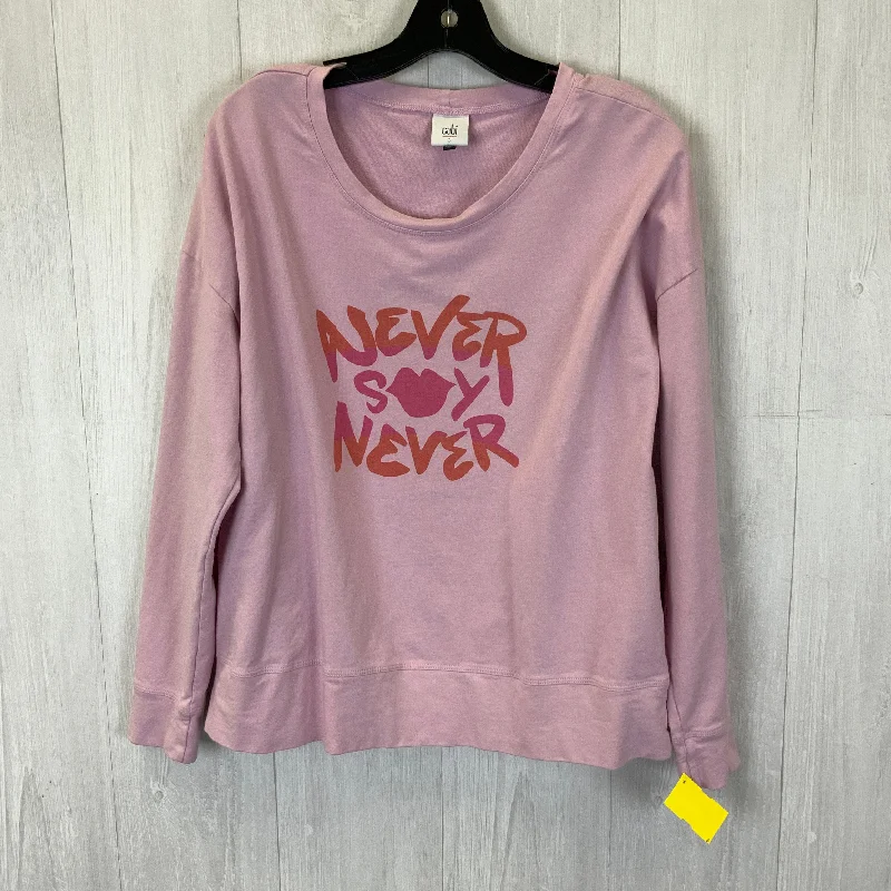 Midnight Madness Top Long Sleeve Basic By Cabi In Pink, Size: L