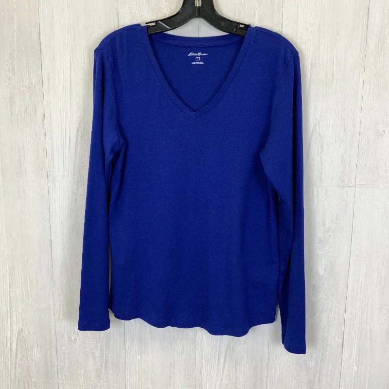 Super Bargain Top Long Sleeve Basic By Eddie Bauer In Blue, Size: L