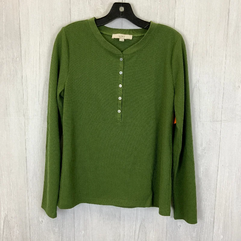Shop and Save Top Long Sleeve Basic By Loft In Green, Size: L