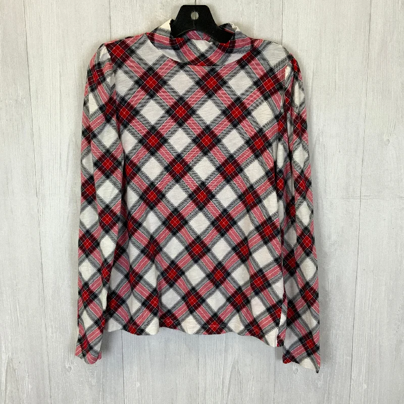 The Best Prices Top Long Sleeve Basic By Loft In Plaid Pattern, Size: L