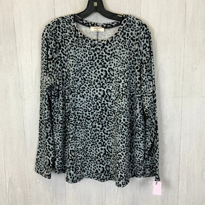Super Savings Top Long Sleeve Basic By Zenana Outfitters In Leopard Print, Size: Xl