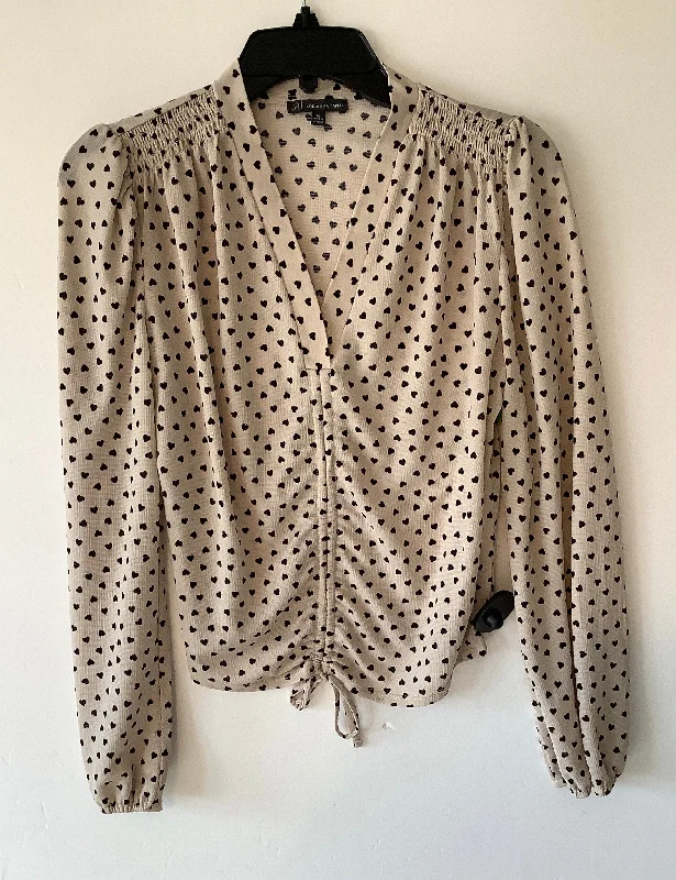 Final Clearance Top Long Sleeve By Adrianna Papell In Beige, Size: M