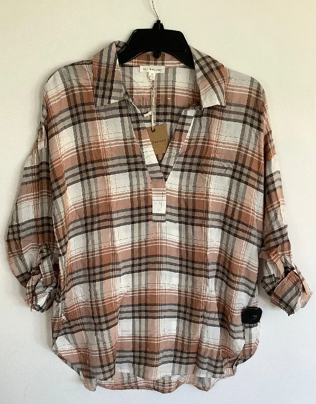Bonus Savings Top Long Sleeve By Blu Pepper In Plaid Pattern, Size: M