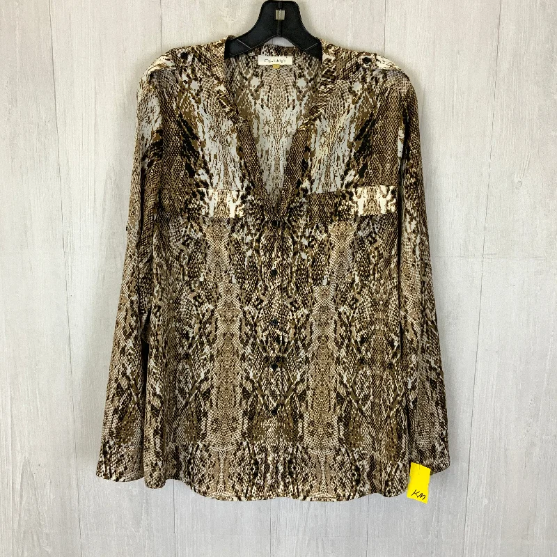 Final Markdown Top Long Sleeve By Calvin Klein In Animal Print, Size: L