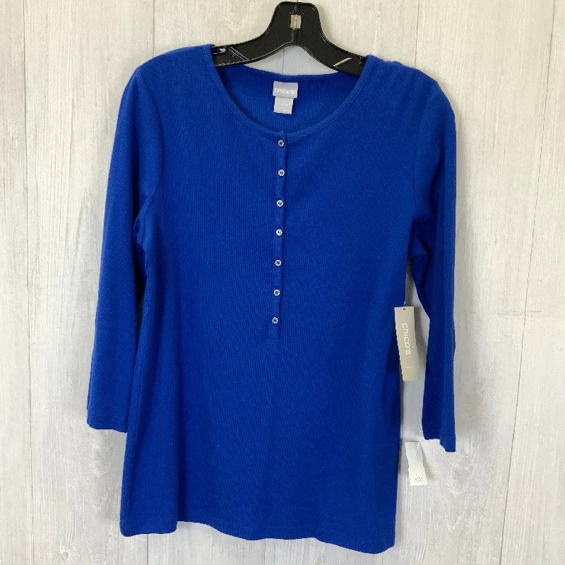 Shop and Save Top Long Sleeve By Chicos In Blue, Size: M