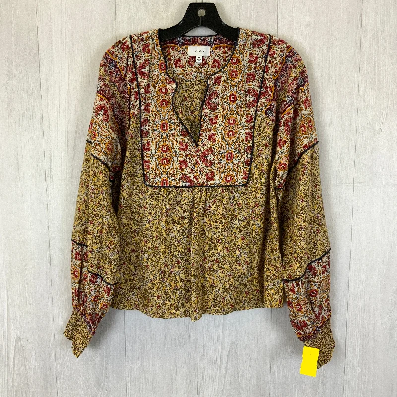 Stock Clearance Top Long Sleeve By Evereve In Yellow, Size: M
