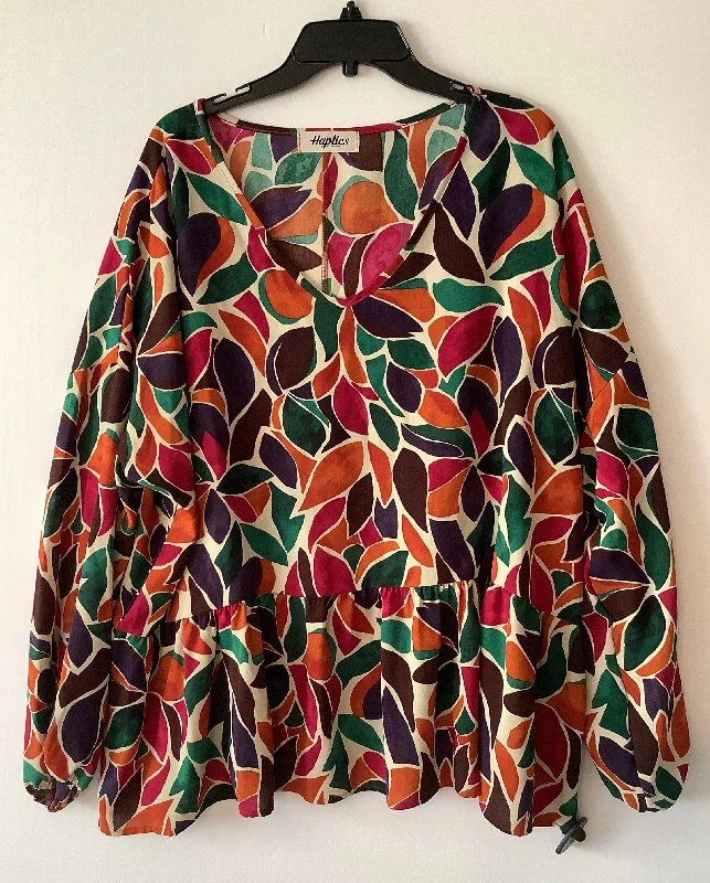 Reduced Prices Top Long Sleeve By Haptics In Multi-colored, Size: 2x