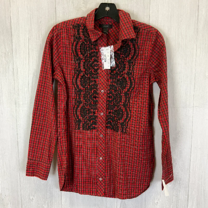 Instant Discount Top Long Sleeve By J. Crew In Black & Red, Size: Xxs