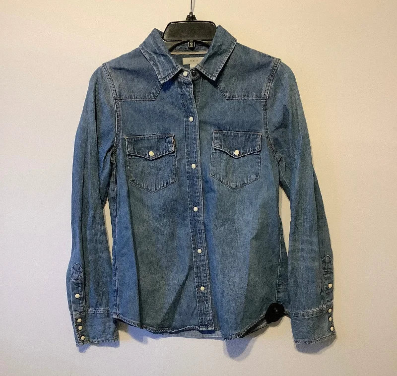 Early Access Top Long Sleeve By J. Crew In Blue Denim, Size: S