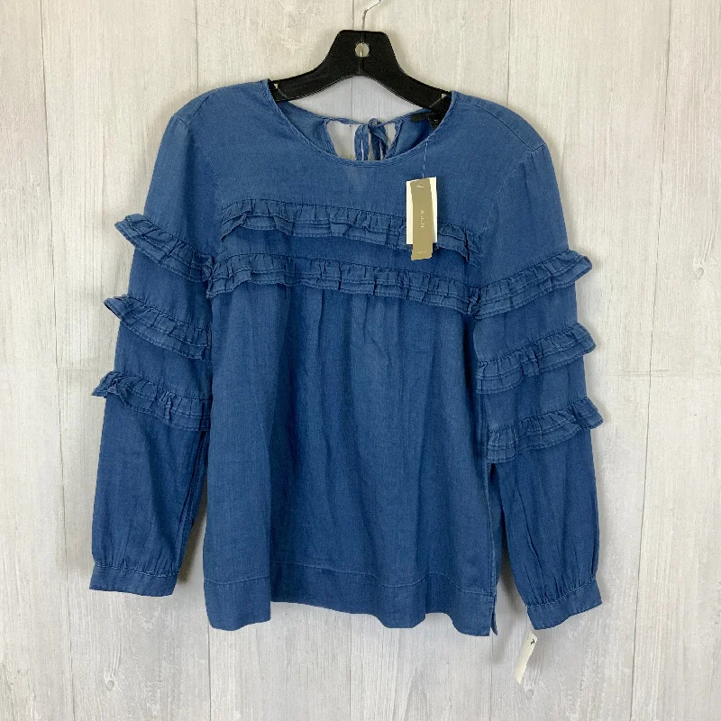 Online Only Top Long Sleeve By J. Crew In Blue Denim, Size: Xxs