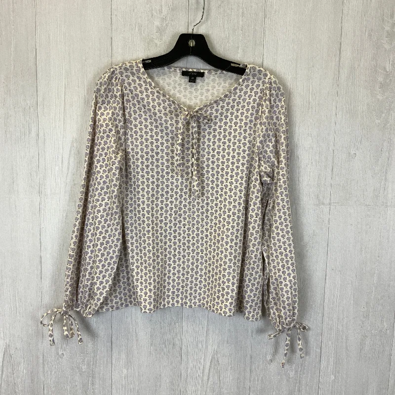 Bargain Prices Top Long Sleeve By J. Crew In Cream & Purple, Size: Xs