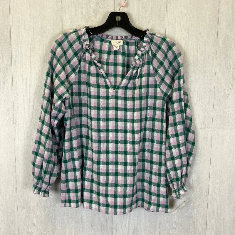 Act Now Top Long Sleeve By J. Crew In Green & Purple, Size: Xxs