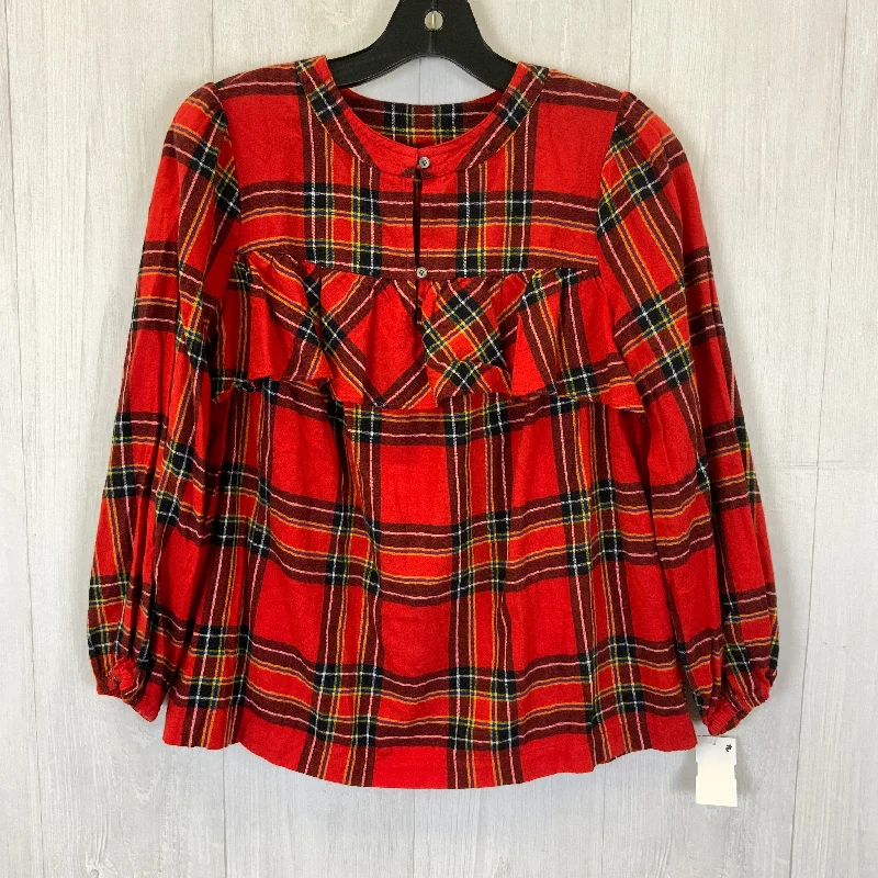 Lowest Price Top Long Sleeve By J. Crew In Plaid Pattern, Size: Xxs