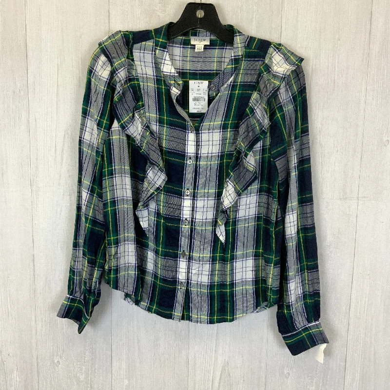 Huge Savings Top Long Sleeve By J. Crew In Plaid Pattern, Size: Xxs