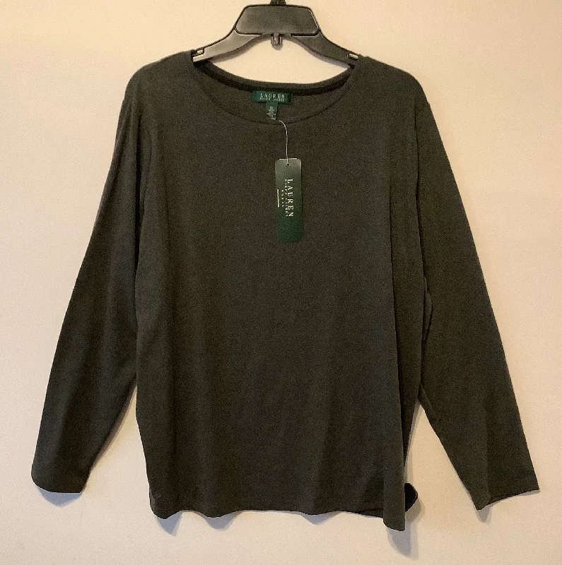 Markdown Madness Top Long Sleeve By Lauren By Ralph Lauren In Grey, Size: 2x