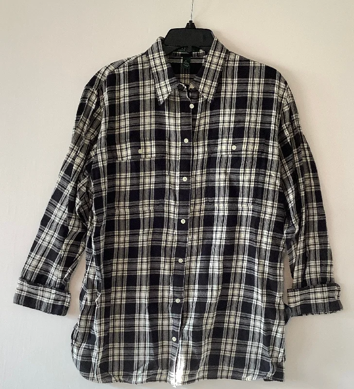 Inventory Reduction Top Long Sleeve By Lauren By Ralph Lauren In Plaid Pattern, Size: Xl