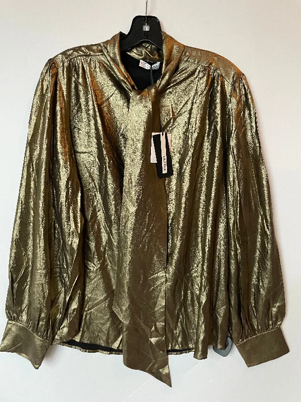 Stock Clearance Top Long Sleeve By Lily Silk In Gold, Size: Xl