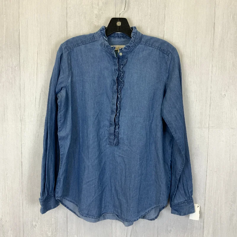Reduced Prices Top Long Sleeve By Loft In Blue Denim, Size: Xs