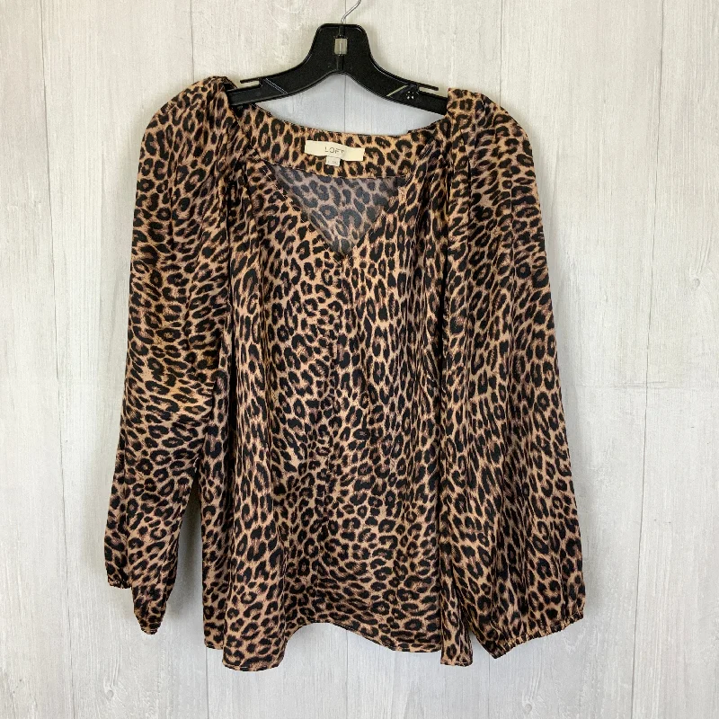Can't Be Beat Top Long Sleeve By Loft In Leopard Print, Size: L
