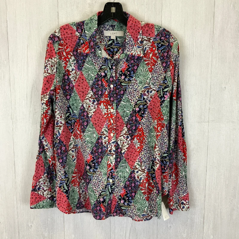 Online Specials Top Long Sleeve By Loft In Multi-colored, Size: M