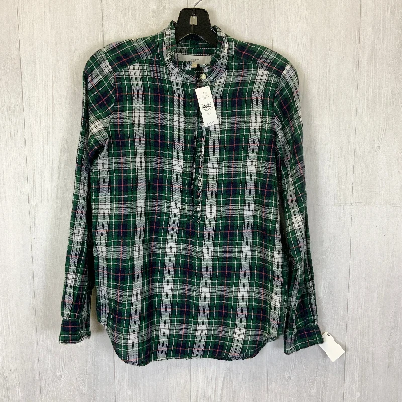 Extra Discounts Top Long Sleeve By Loft In Plaid Print, Size: XXS
