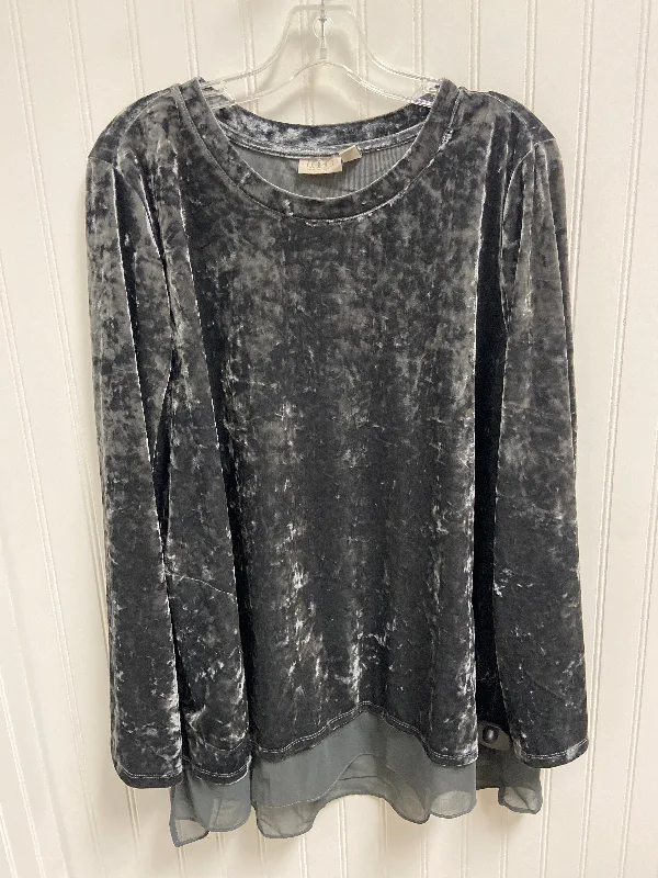 Time-Limited Offer Top Long Sleeve By Logo In Silver, Size: Xl