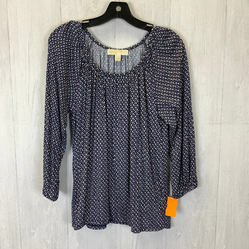 Early Access Top Long Sleeve By Michael By Michael Kors In Red Blue, Size: Petite Large