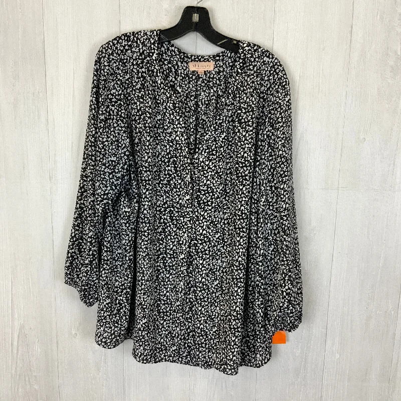 Can't Be Beat Top Long Sleeve By Philosophy In Black & White, Size: 2x