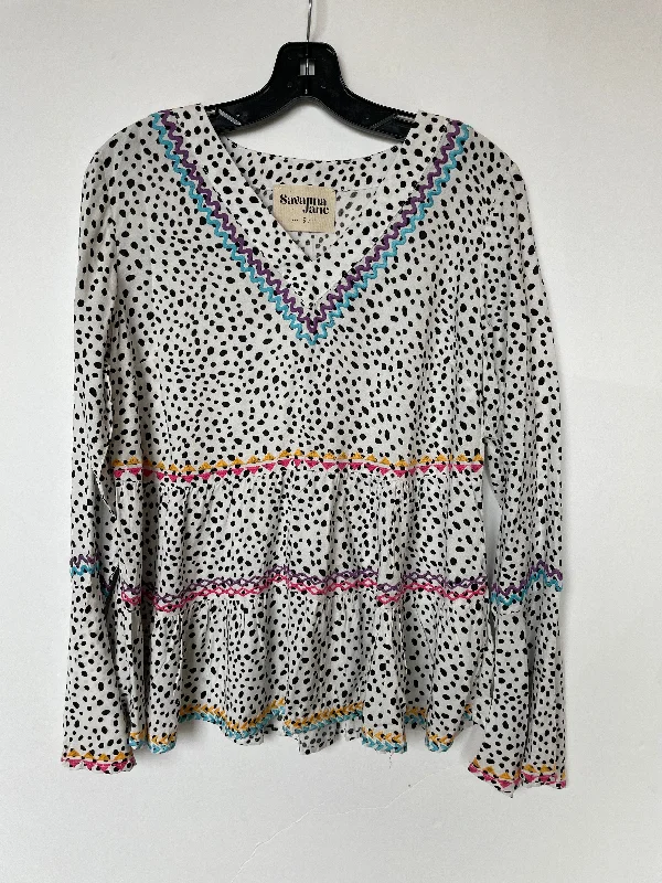 Take Advantage Top Long Sleeve By Savanna Jane In Polkadot Pattern, Size: S