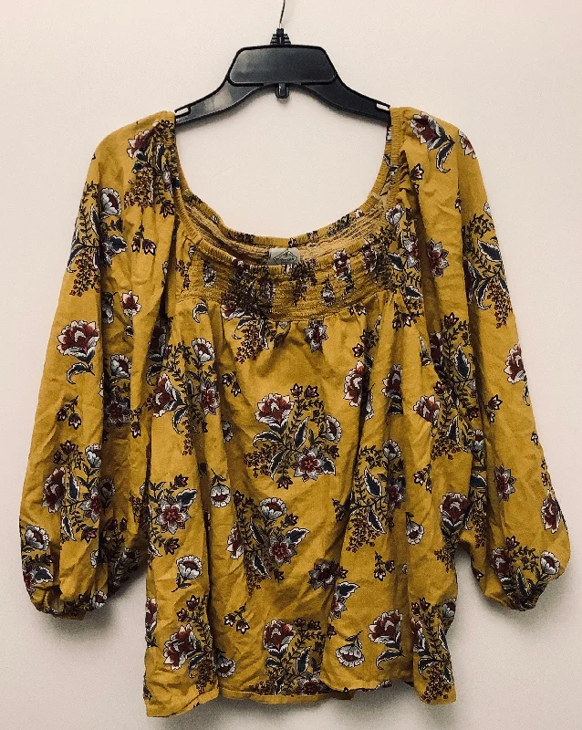 Blowout Sale Top Long Sleeve By St Johns Bay In Yellow, Size: 3x