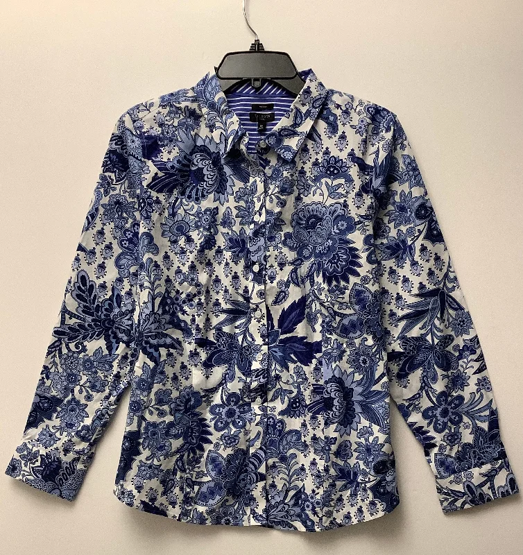 Fantastic Deals Top Long Sleeve By Talbots In Blue & White, Size: Xl