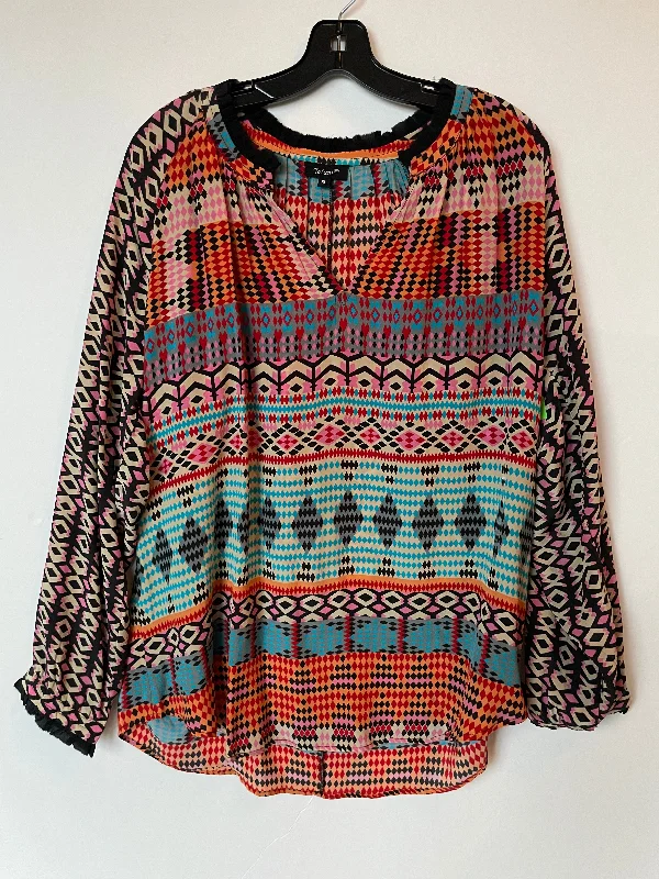 Act Now Top Long Sleeve By Tolani In Multi-colored, Size: Xl