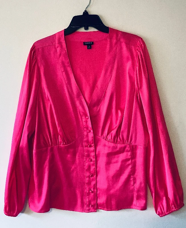 Low Prices Top Long Sleeve By Torrid In Pink, Size: 3x