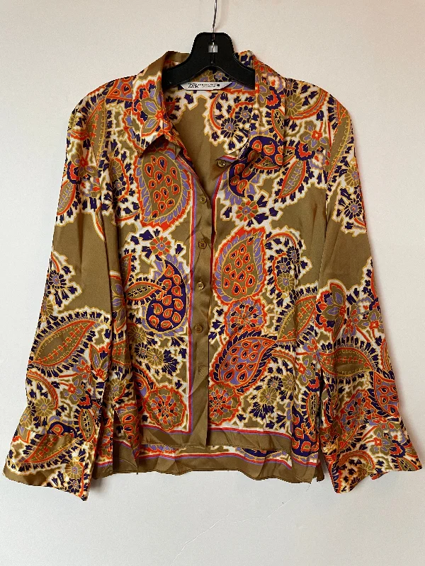 TIME-Limited Offer Top Long Sleeve By Zara In Yellow, Size: Xl