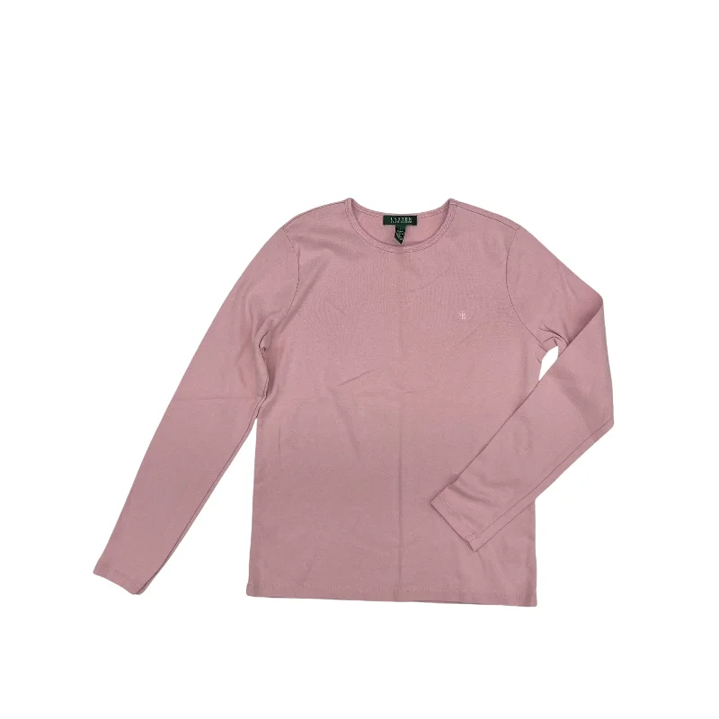 Overstock Top Ls Basic By Lauren By Ralph Lauren In Pink, Size:L