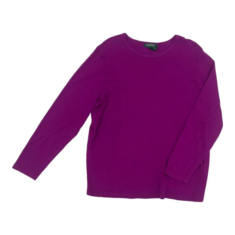 One-DAY Sale Top Ls Basic By Lauren By Ralph Lauren In Purple, Size:2X
