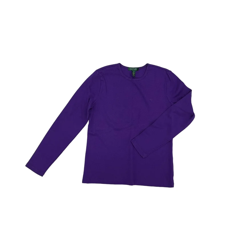 New Markdowns Top Ls Basic By Lauren By Ralph Lauren In Purple, Size:L