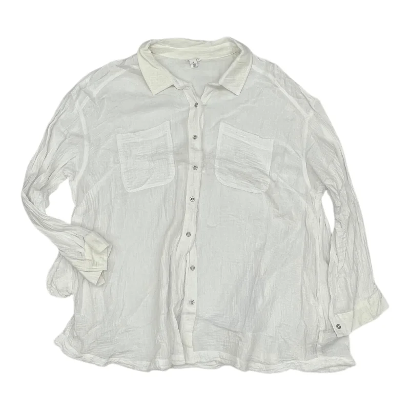 Holiday Sale Top Ls Basic By Tribal In White, Size:3X