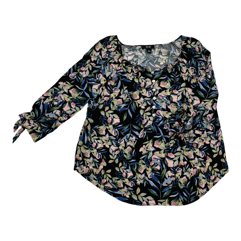 Bargain Blast Top Ls By Agb In Black & Blue, Size:M