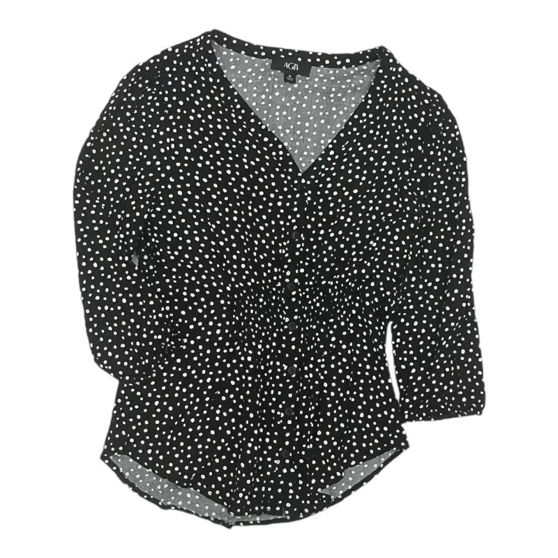 Deal Dash Top Ls By Agb In Black & White, Size:M