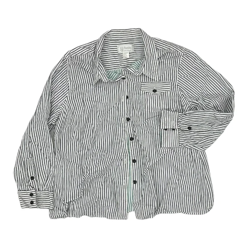 Low Prices Top Ls By Cj Banks In Black & White, Size:1X