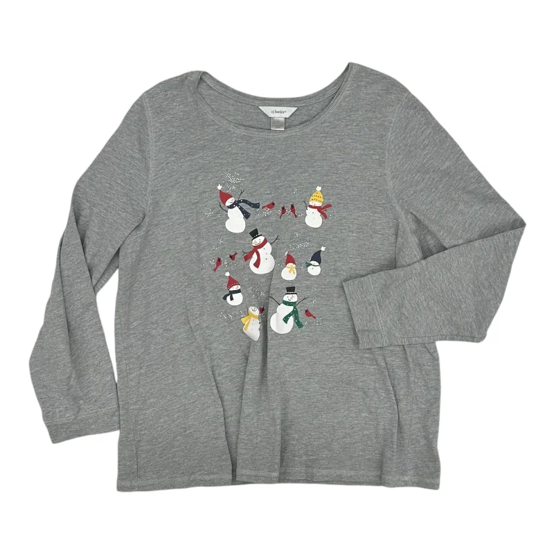 Sneak Peek Sale Top Ls By Cj Banks In Grey, Size:1X