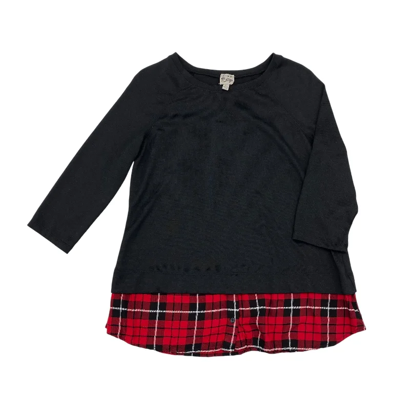 Price Smash Top Ls By Como Vintage In Black & Red, Size:L