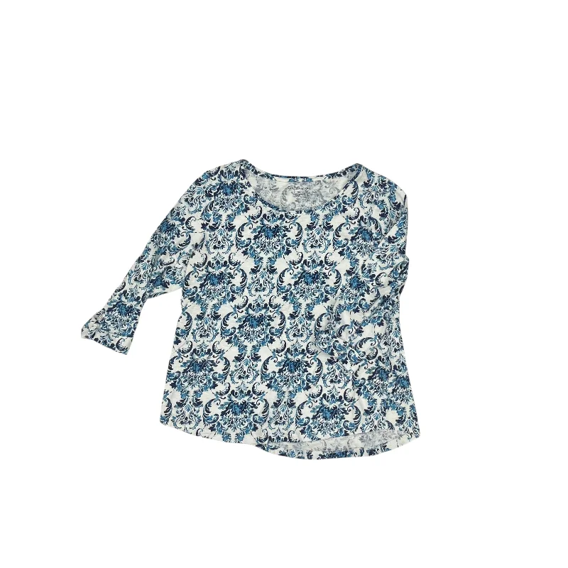 Sneak Peek Sale Top Ls By Croft And Barrow In Blue & White, Size:M