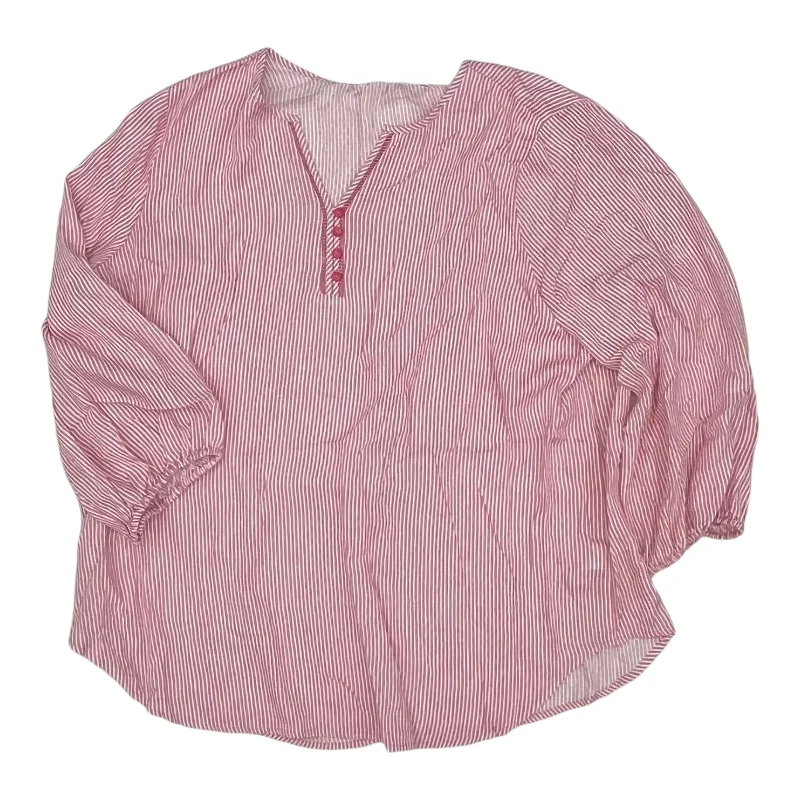 Midnight Madness Top Ls By Liz Claiborne In Pink, Size:2X